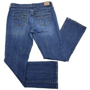 Levi's Strauss 515 Medium Wash Boot Cut Jeans Studded Pockets Women's Si…